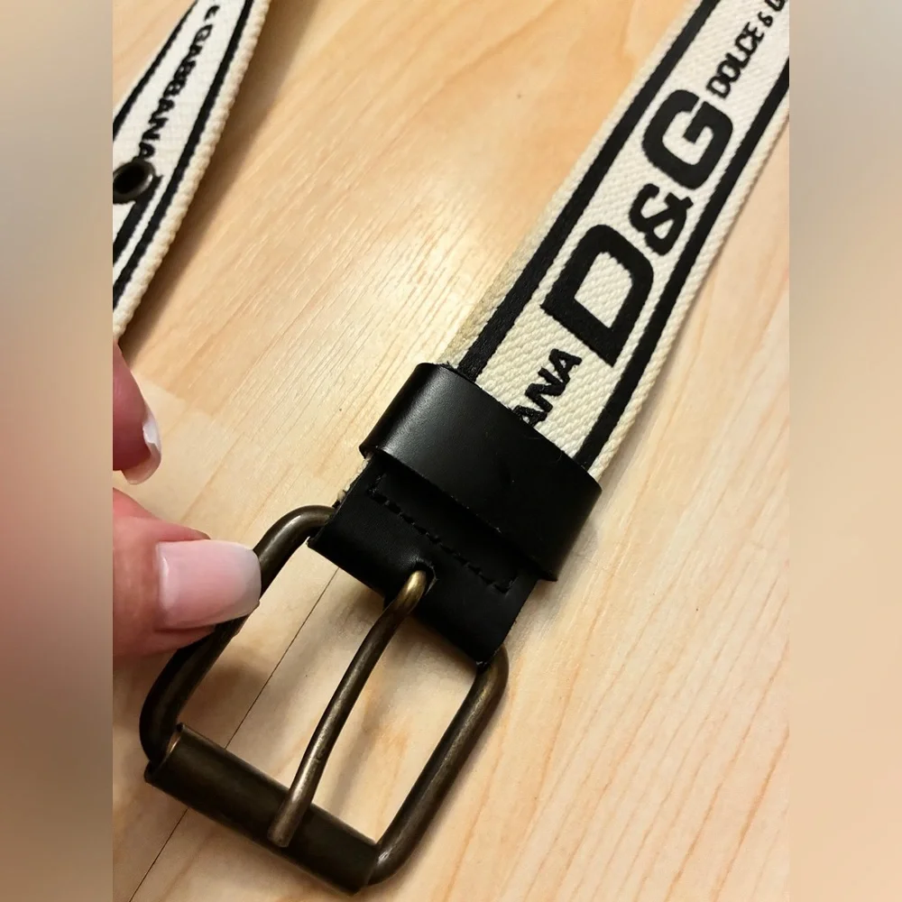 Dolce & Gabbana Canvas Logo Belt Black White D&G Designer Streetwear Unisex